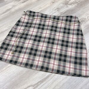 Vintage 90s Y2K I.L.U. Tartan Plaid Mini Skirt w/ Gold Chain Belt Detail | Sz 3